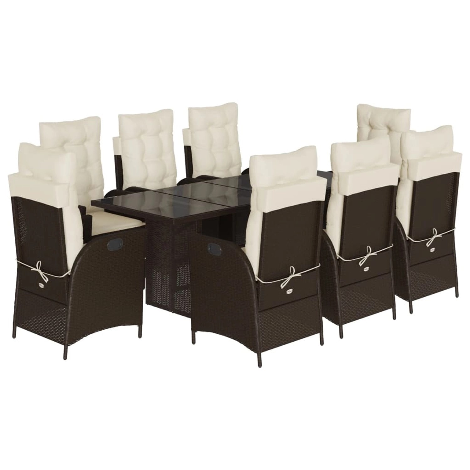 vidaXL 9-Tlg Garten-Essgruppe mit Kissen Braun Poly Rattan 3213120 günstig online kaufen