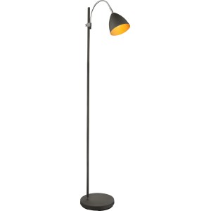 Anthrazitfarbene Globo Stehlampe Archibald, höhenverstellbare Design-Stehleuchte mit E14 Fassung.