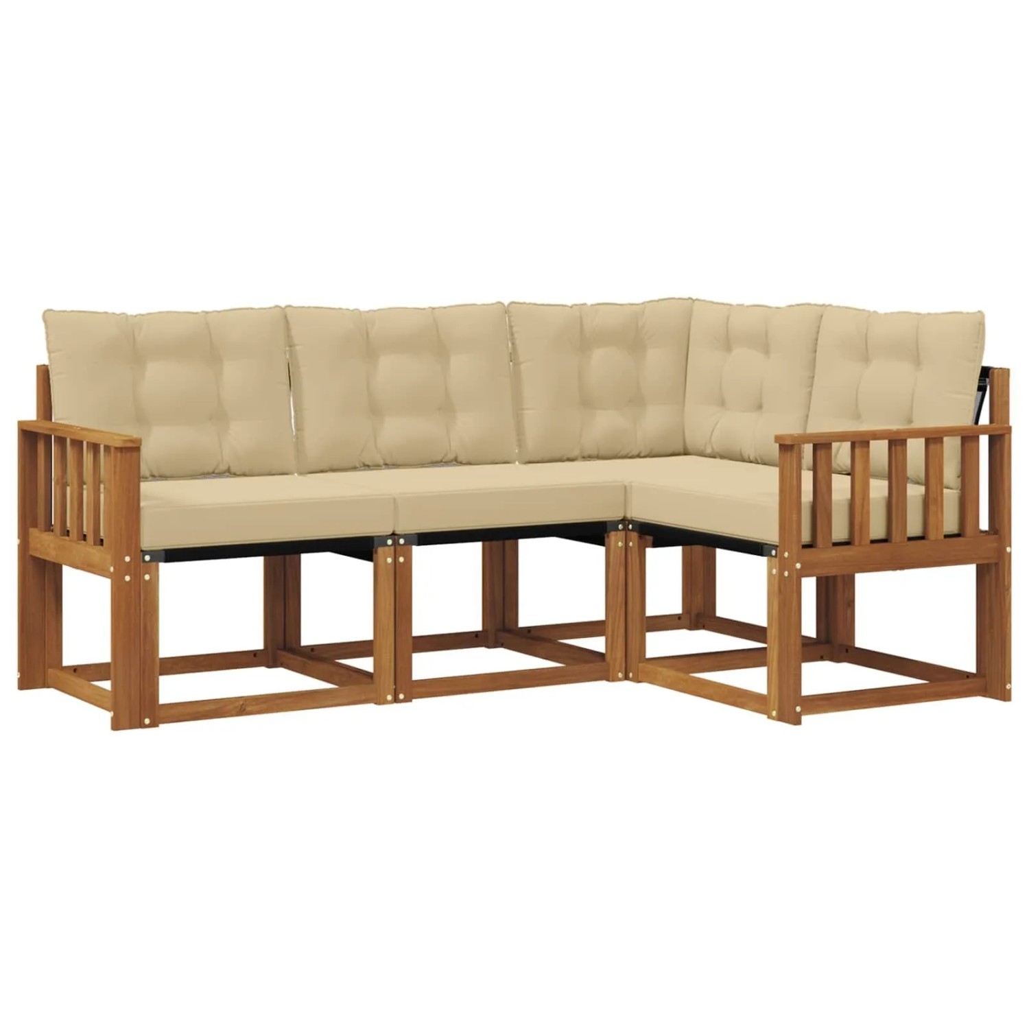 vidaXL Outdoor-Sofagarnitur mit Kissen 4-Tlg Natur und Beige 3368616