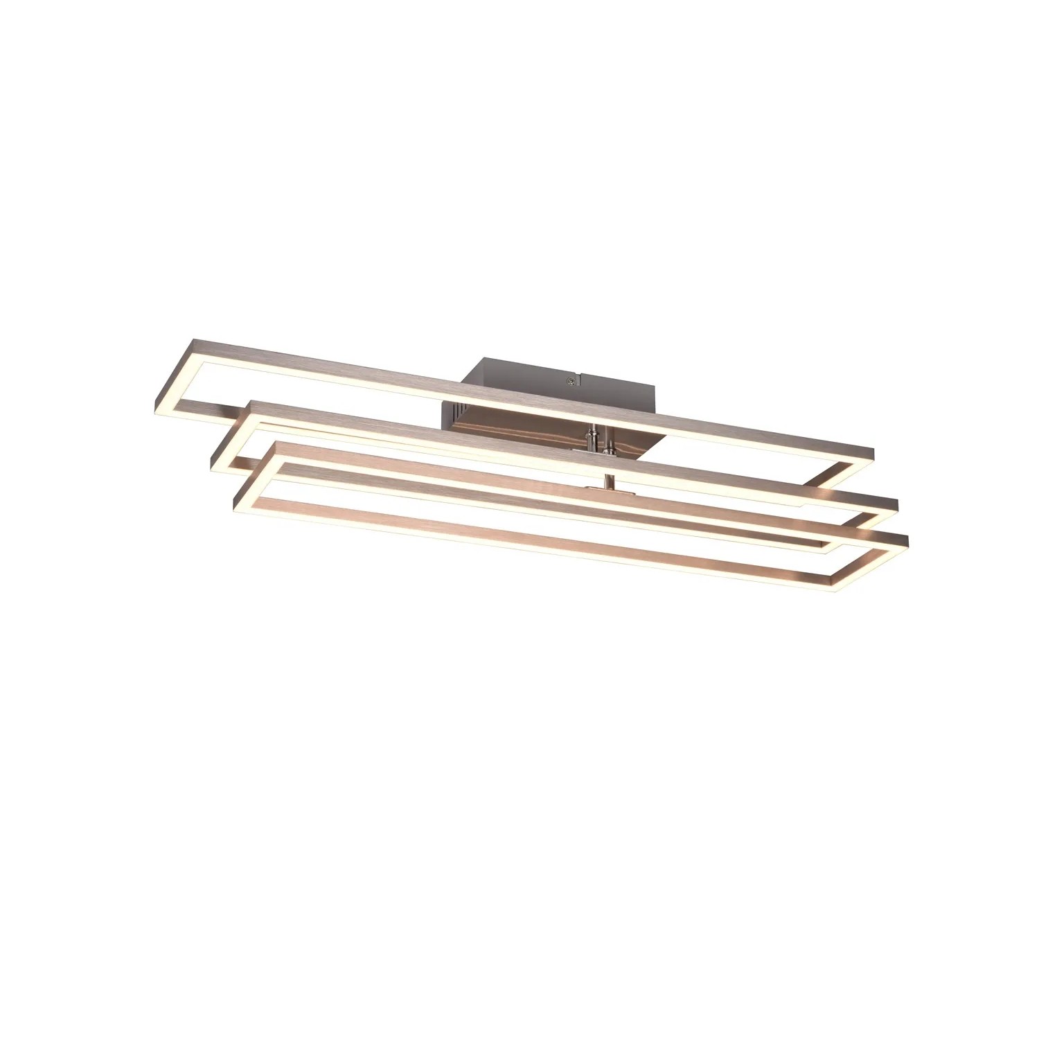 Moderne LED-Deckenleuchte Corso in Nickel matt, 66x60 cm, mit schwenkbaren Elementen.