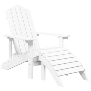 vidaXL Adirondack-Gartenstühle mit Hocker & Tisch HDPE Weiß 3095712