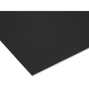 Schwarzer Primaflor PVC Expotop Bodenbelag, unifarben, mit leichter Textur. Strapazierfähig, schalldämmend, 2 mm stark.
