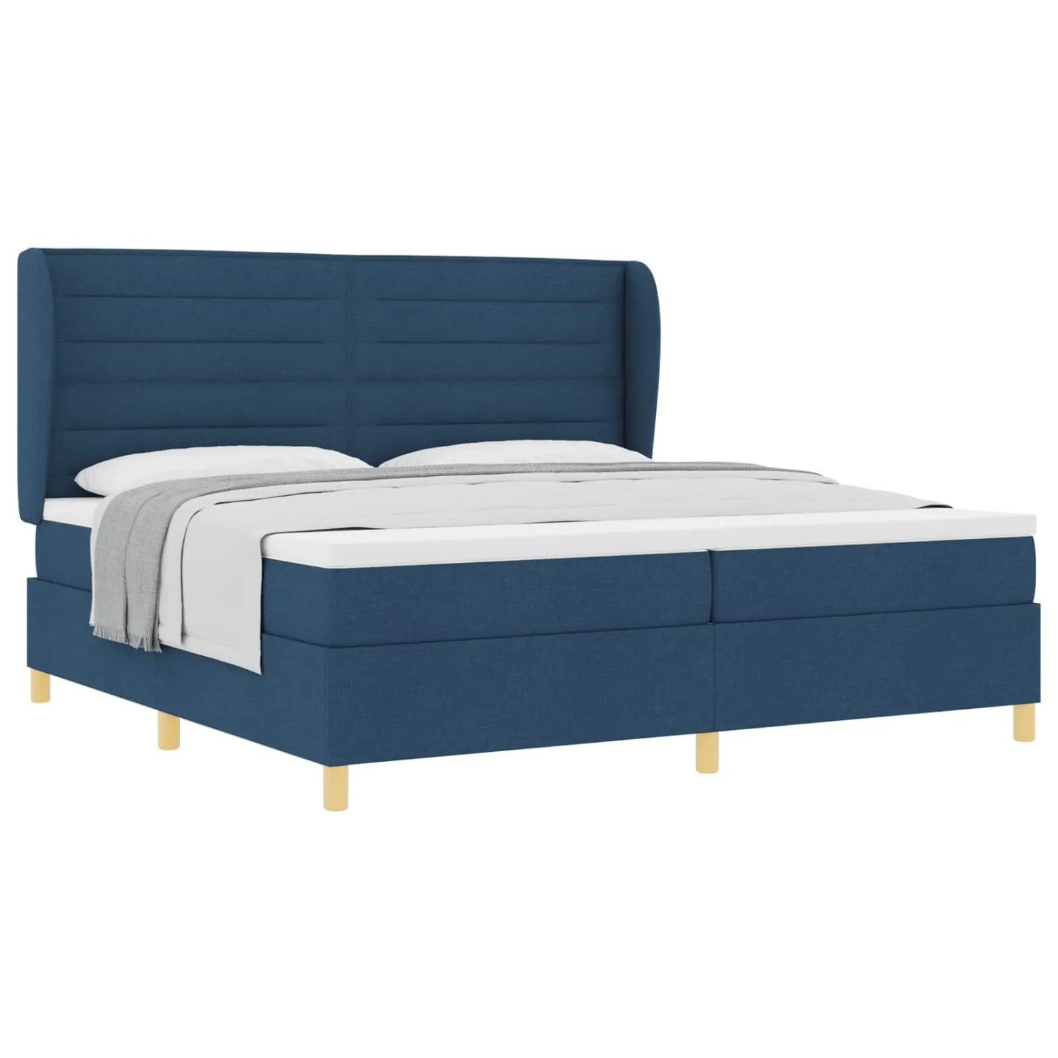 vidaXL Boxspringbett mit Matratze 90x190 cm Blau Stoff 3340717