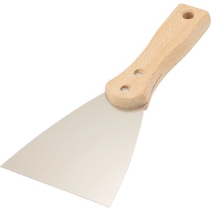 Spachtel, 100 mm breit, mit Holzgriff und Stahlklinge zum Ausbessern von Putz.