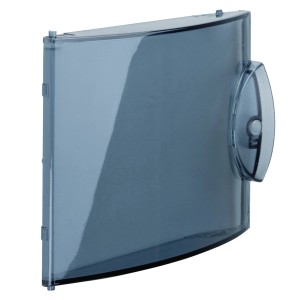 Hager Mini-Verteiler-Tür GP104T, blau-transparente Abdeckung für Aufputzverteiler.