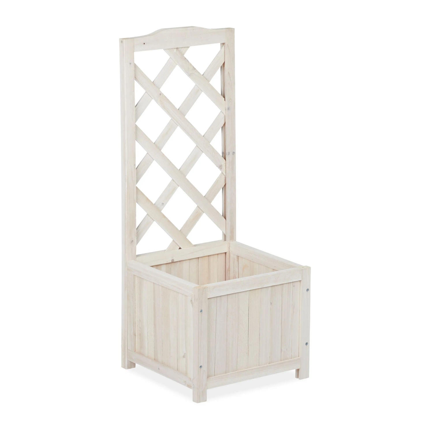 Relaxdays Rankkasten Tannenholz Weiß mit Rankgitter 90 cm x 36 cm x 36 cm 2,3 kg
