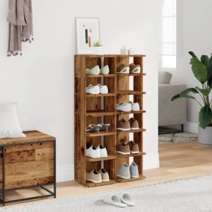 vidaXL Schuhschränke 2 Stk Altholz-Optik 28x27x102 cm Holzwerkstoff 856665