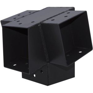 Anthrazitfarbene Steckverbinder-Verlängerung 75° mit 4 Enden (91x91 mm) für Holzkonstruktionen.