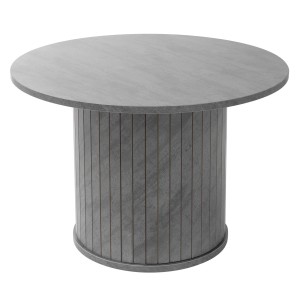 Runder ML-Design Couchtisch in Beton-Optik Grau, Ø60 cm, mit zylindrischem Fuß und vertikalen Rillen.