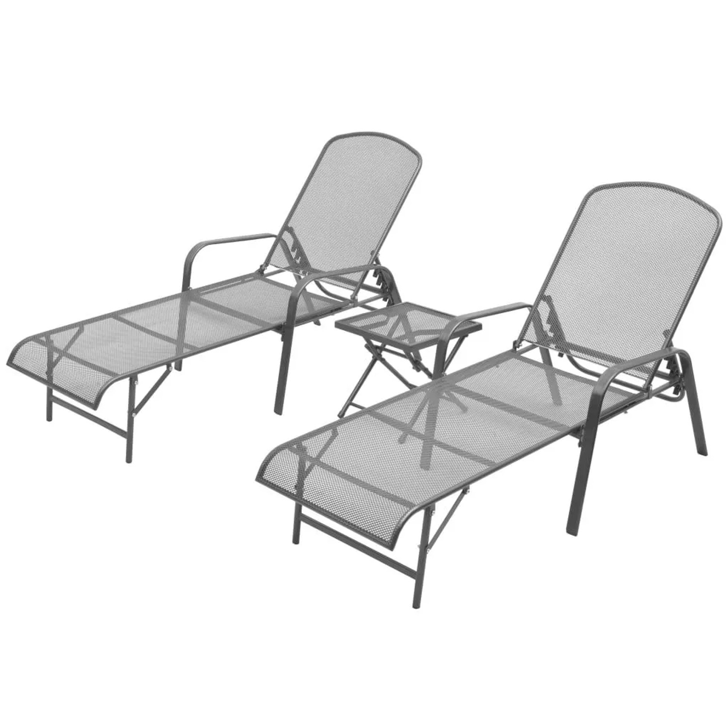 Furnicato Sonnenliegen 2 Stk Mit Tisch Stahl Anthrazit