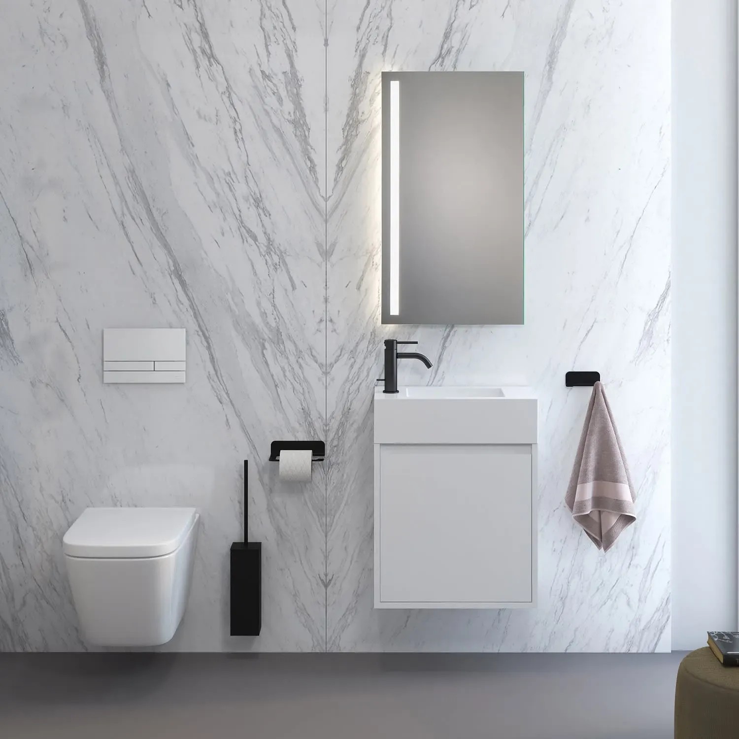 Kronenbach Plantec 2.0 Cube 60 Betätigungsplatte, Glas weiß/Chrom, für WC-Spülung.