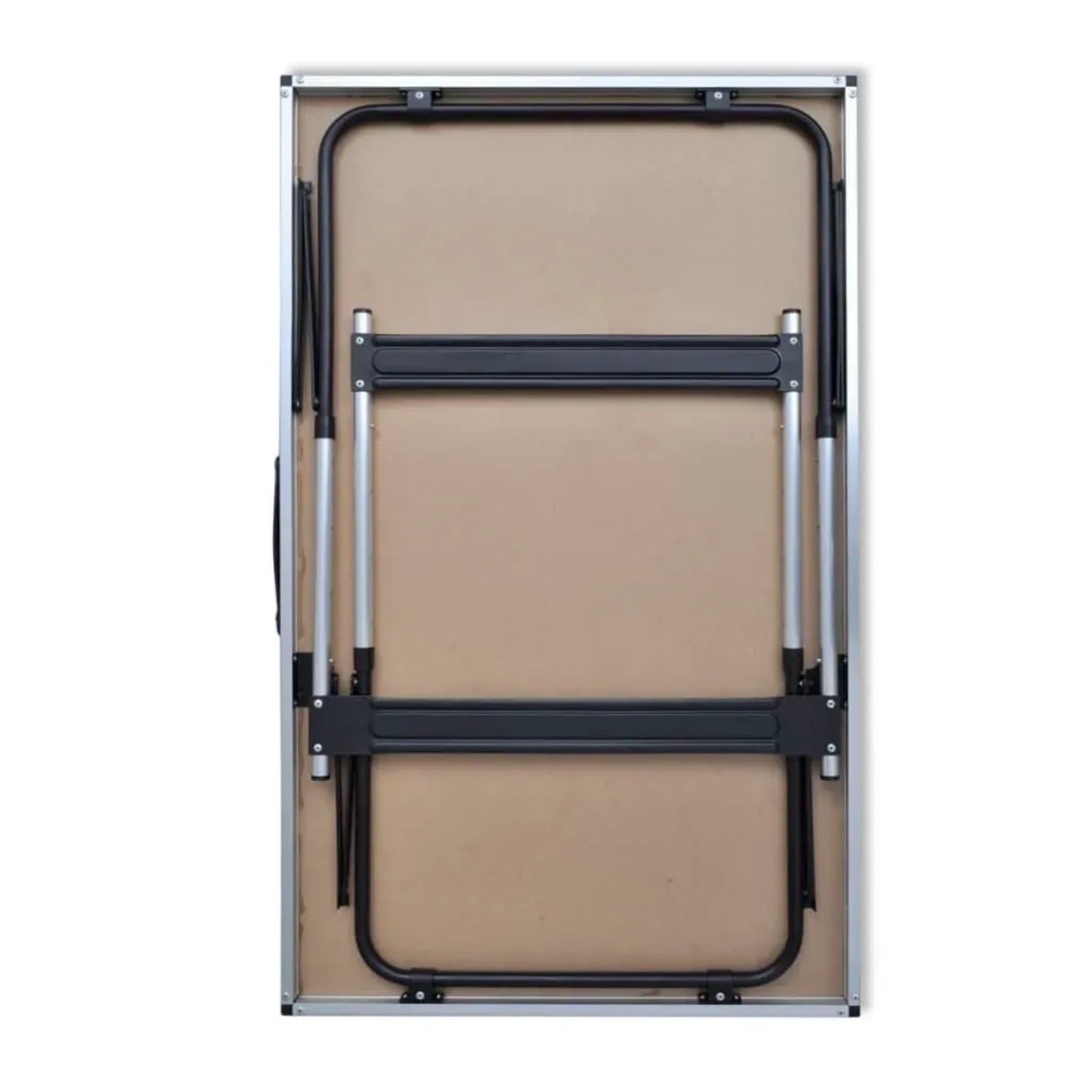 Zusammengeklappter vidaXL Tapeziertisch (3 Stk.) mit Aluminiumgestell und MDF-Platte.