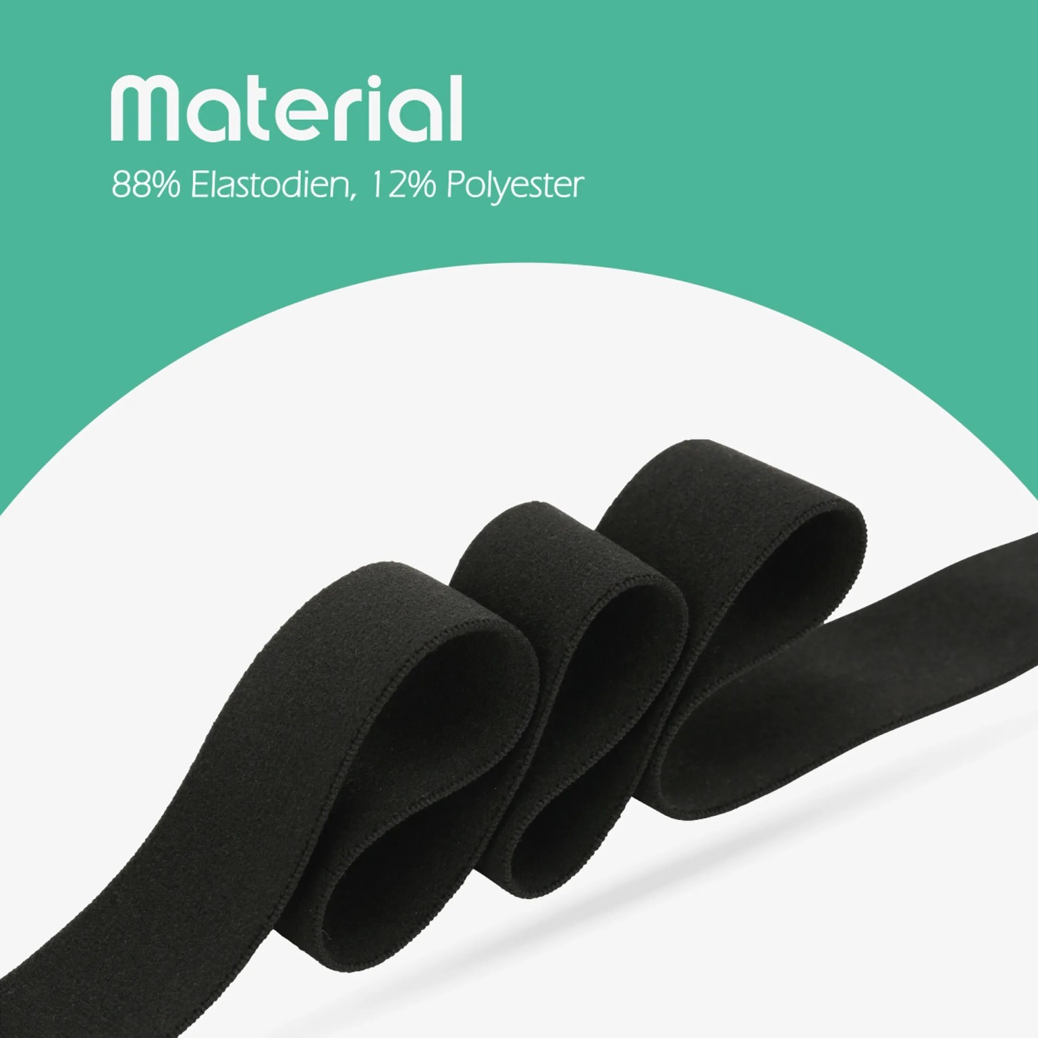 Schwarzes ProHome Gummiband (2,5 m x 3,5 cm) für Näh- und Bastelprojekte.