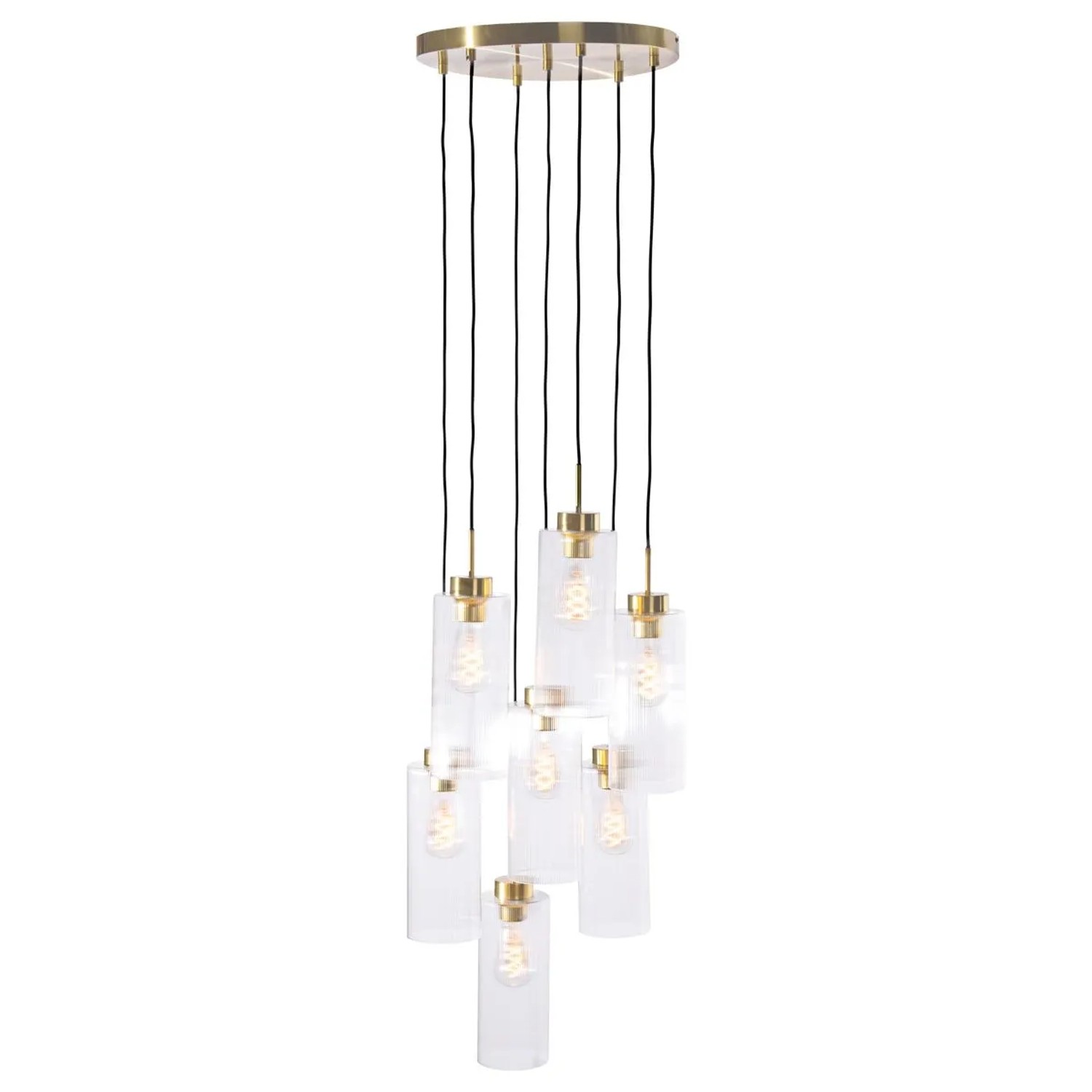 QAZQA Art Deco Hängelampe Gold mit Glas 7 Flammig Laura