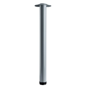 Hettich Tischbein, Ø 60 mm, 700 mm hoch, in Aluminium-Optik mit Montageplatte.