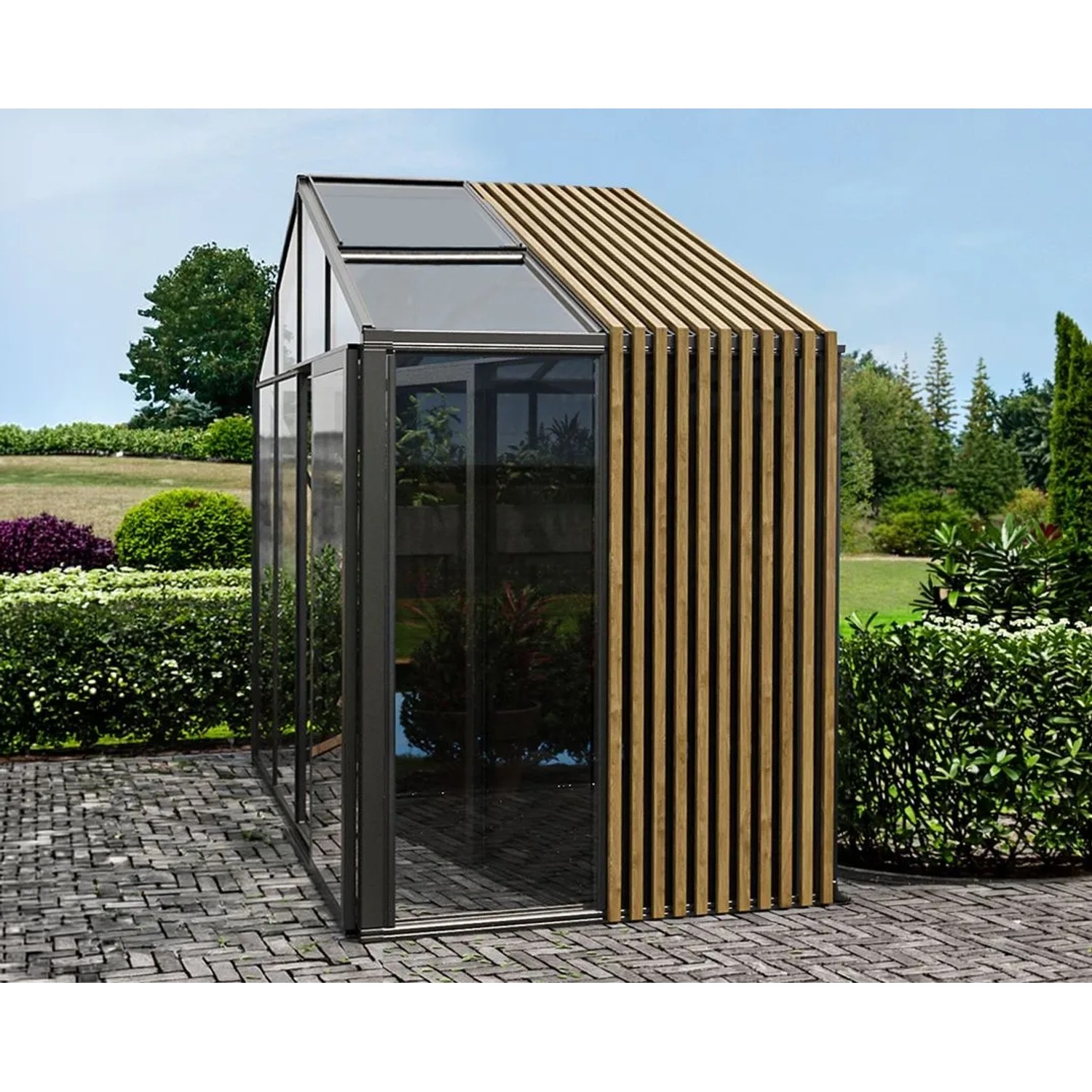 Bloomcabin Premium-Qualität Gewächshaus Klassik mit Kleinem Integriertem Stauraum mit Accoya-Fusion GHCSSAF8