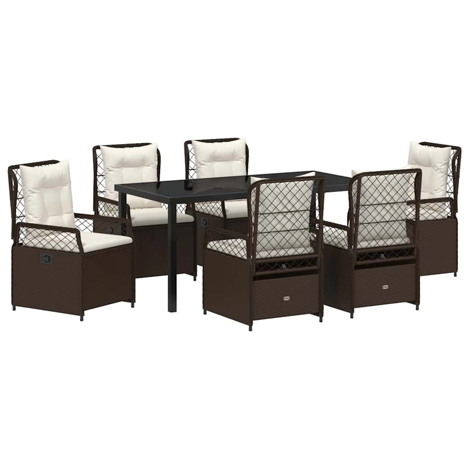 vidaXL Garten Essgruppe 7-Tlg Braun Poly Rattan 3380992 günstig online kaufen