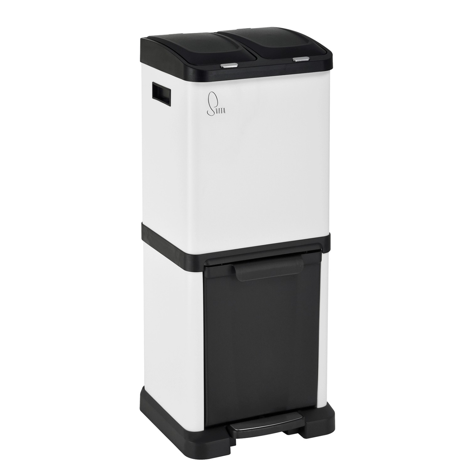 Svita 3xcombo 32L Mülleimer Mülltrennsystem Abfalleimer Mit Fächern Weiß günstig online kaufen