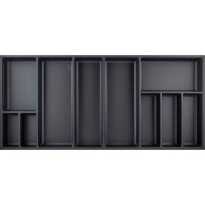 Agoform Besteckeinsatz Sky, schwarz, aus Kunststoff mit Kristall Soft Touch Oberfläche. Ideal für Besteckorganisation in Schubladen.