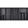 Agoform Besteckeinsatz Sky, schwarz, aus Kunststoff mit Kristall Soft Touch Oberfläche. Ideal für Besteckorganisation in Schubladen.