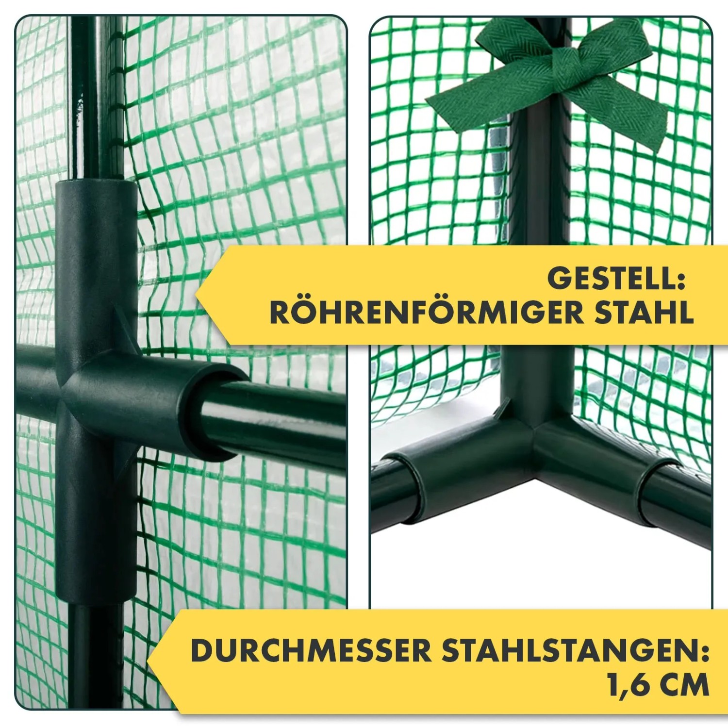 Detailaufnahme KARAT Gewächshaus Bloom: Stahlrahmen, Gitteroptik, witterungsbeständig, 2 Ebenen.