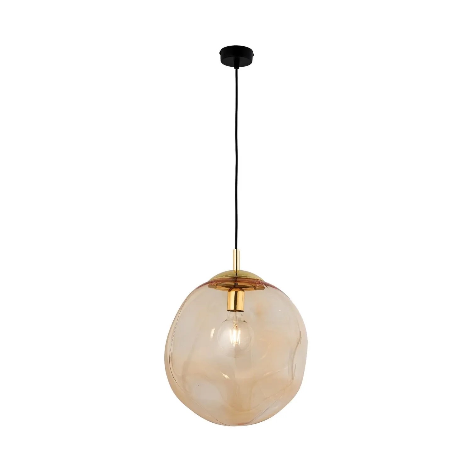 Licht-Erlebnisse Pendelleuchte Rauchglas Ø 30 cm E27 In Bernstein Gold