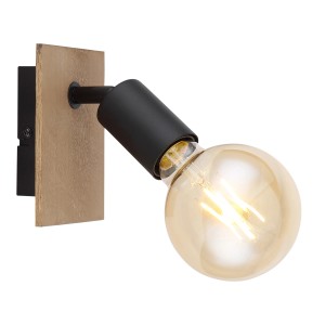 Globo Wandstrahler Martha in Holzfarben/Schwarz, mit schwenkbarem Spot und E27 Fassung.