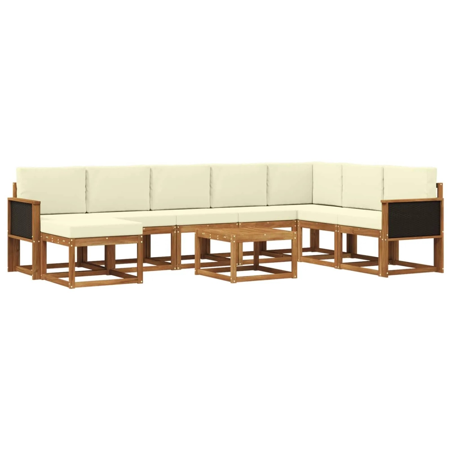 vidaXL Outdoor-Sofagarnitur 9 Stk Natur und Creme Massivholz Akazie 3385461