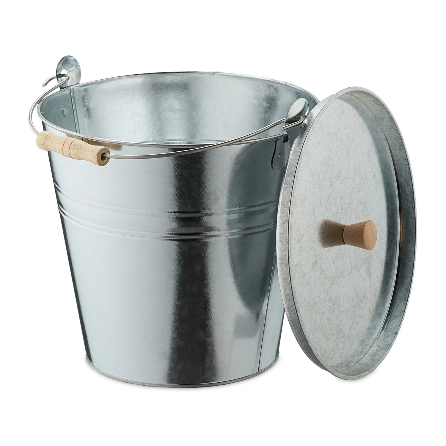Relaxdays Ascheeimer Stahl Silber mit Deckel 12,5 Liter 30 cm x 33 cm x 31 cm 1 kg