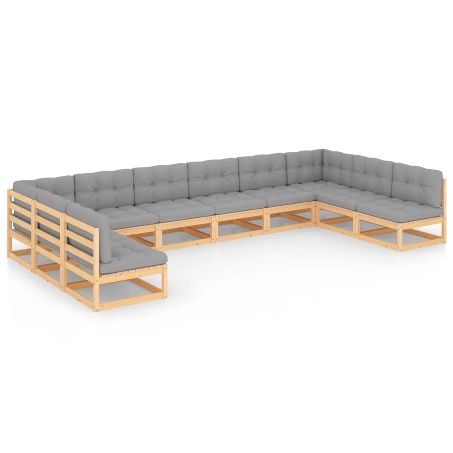 10-tlg. Garten-lounge-set Mit Kissen Kiefer Massivholz günstig online kaufen