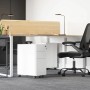 Weißer, abschließbarer Songmics Büroschrank mit Rollen unter Schreibtisch. Aktenschrank mit drei Schubladen.