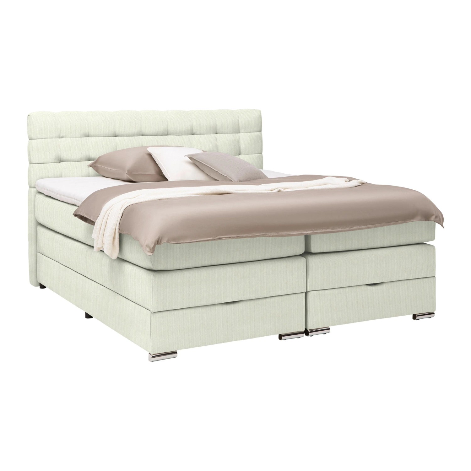 Premium Living Boxspringbett London Elfenbein ca. 160x200cm