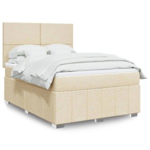 vidaXL Boxspringbett mit Matratze Creme 160x200 cm Stoff 3291717