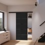 Schwarze inova Glasschiebetür mit Blockstreifen, Komplettset mit Softclose.