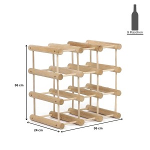 Modulares Weinregal Vinotega aus Eichenholz, natur, für 9 Flaschen. Weinlagerung leicht gemacht.