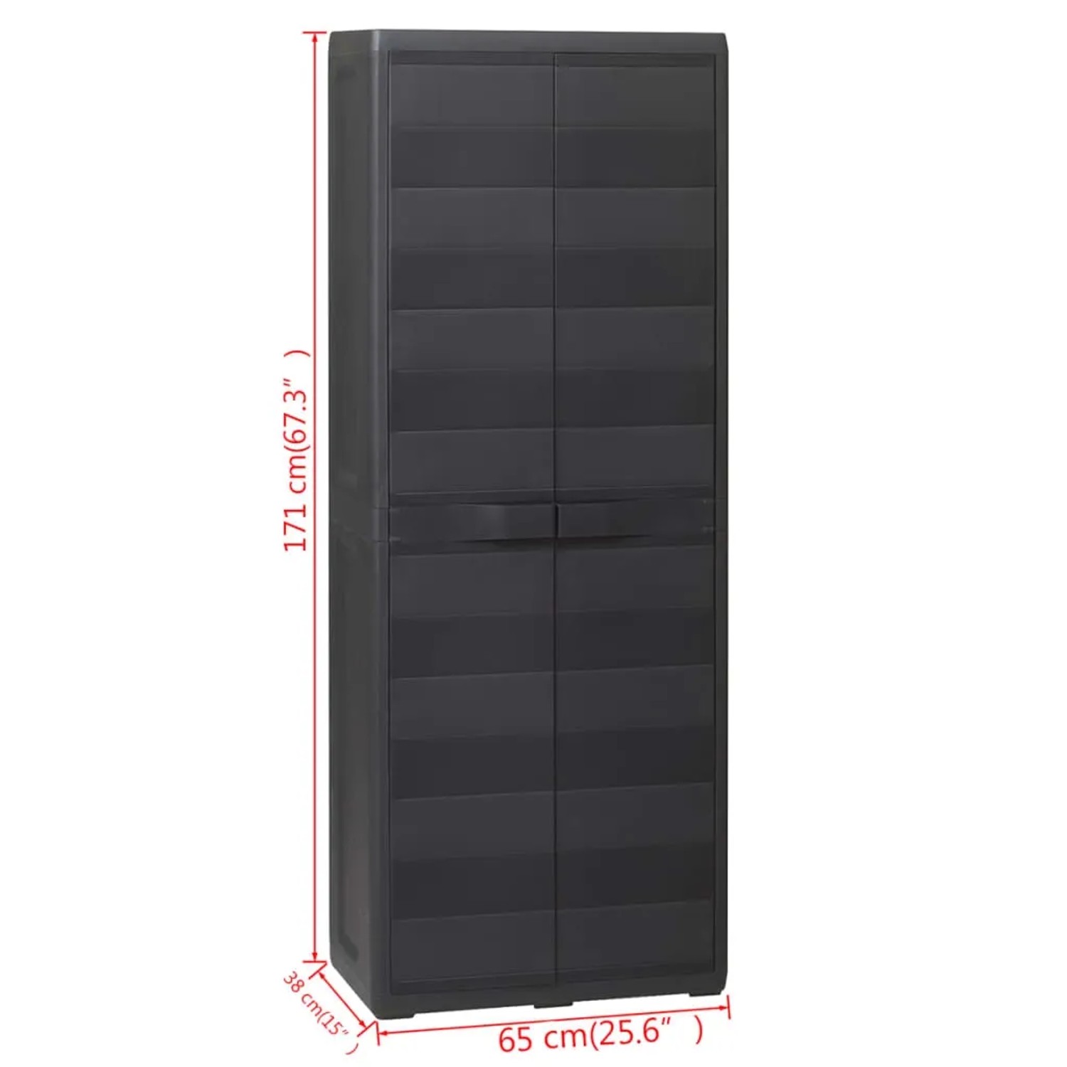 Schwarzer vidaXL Gartenschrank mit 3 Regalen, ideal für Garten und Terrasse.