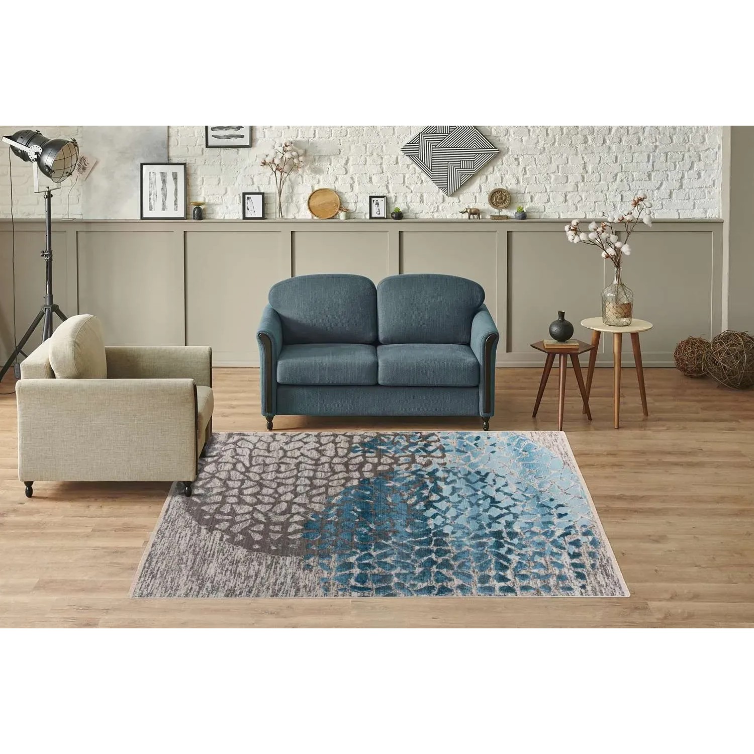 SANAT Kurzflor-Teppich Grau 120x160 Cm – Moderner Wohnzimmerteppich, Öko-Tex 100 Zertifiziert & Superweich