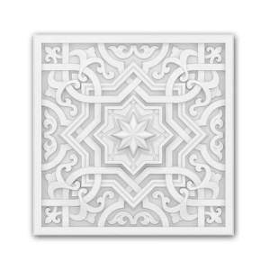 Weiße PROFHOME Deckenplatte/Wandvertäfelung mit marokkanischem Muster, 29,2x29,2 cm.