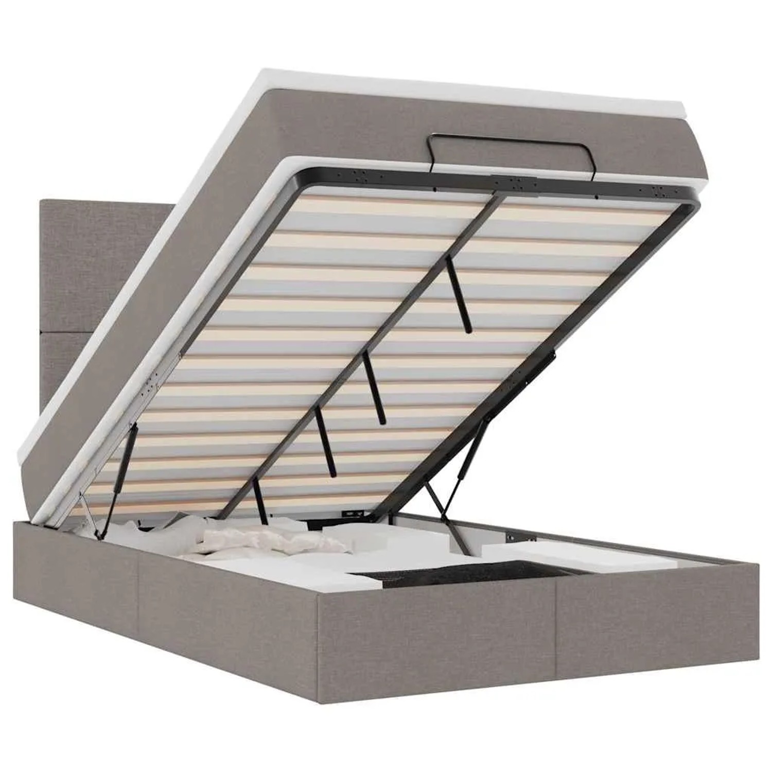 vidaXL Ottoman-Bett mit Matratze & LEDs Taupe 120x190 cm Stoff 3313910