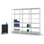 Lichtgraues PROREGAL Fachbodenregal (Grundregal) mit 6 Ebenen, beidseitig nutzbar.