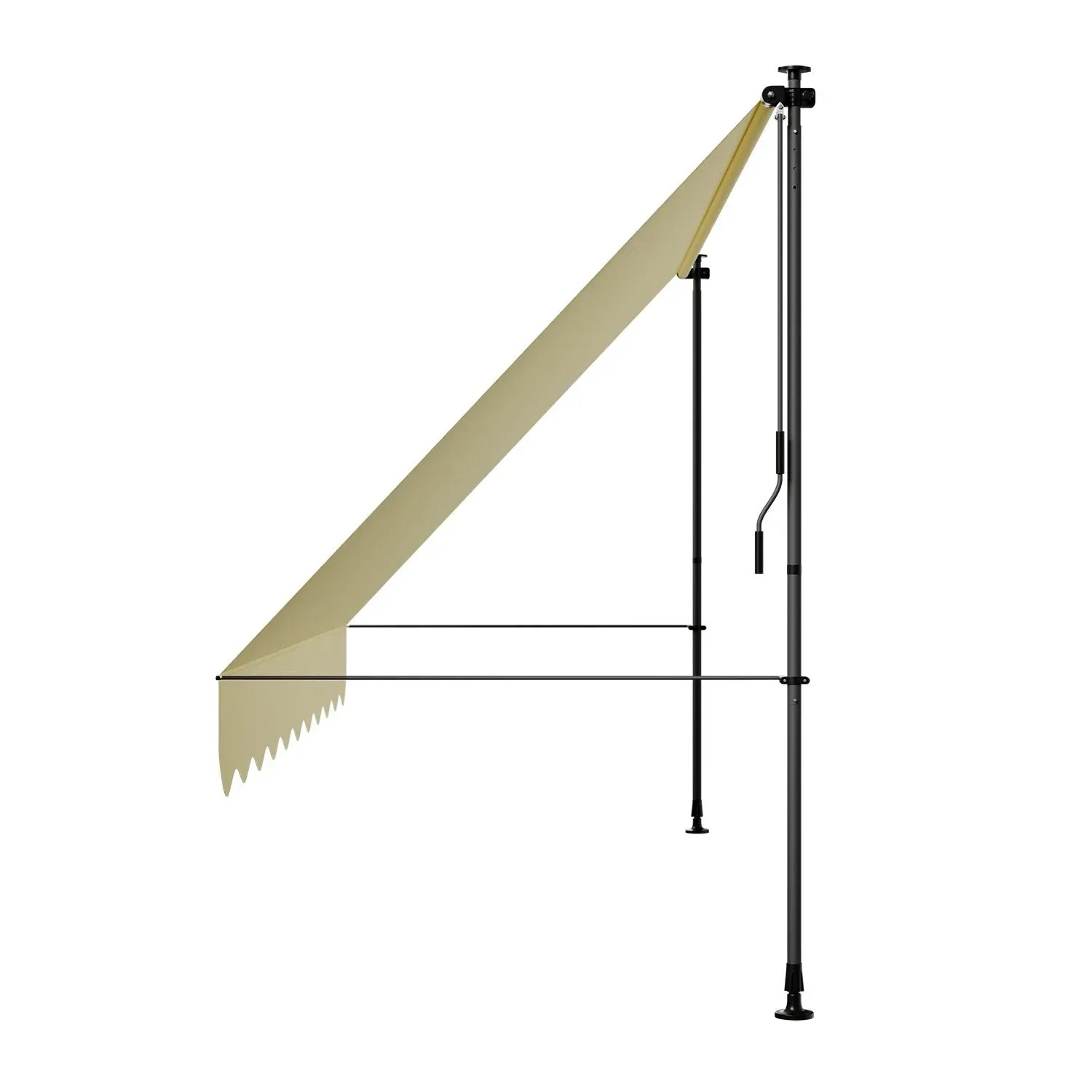 Beige Klemmmarkise Kapstadt 350x120 cm, ideal für Balkon & Terrasse, ohne Bohren montierbar.