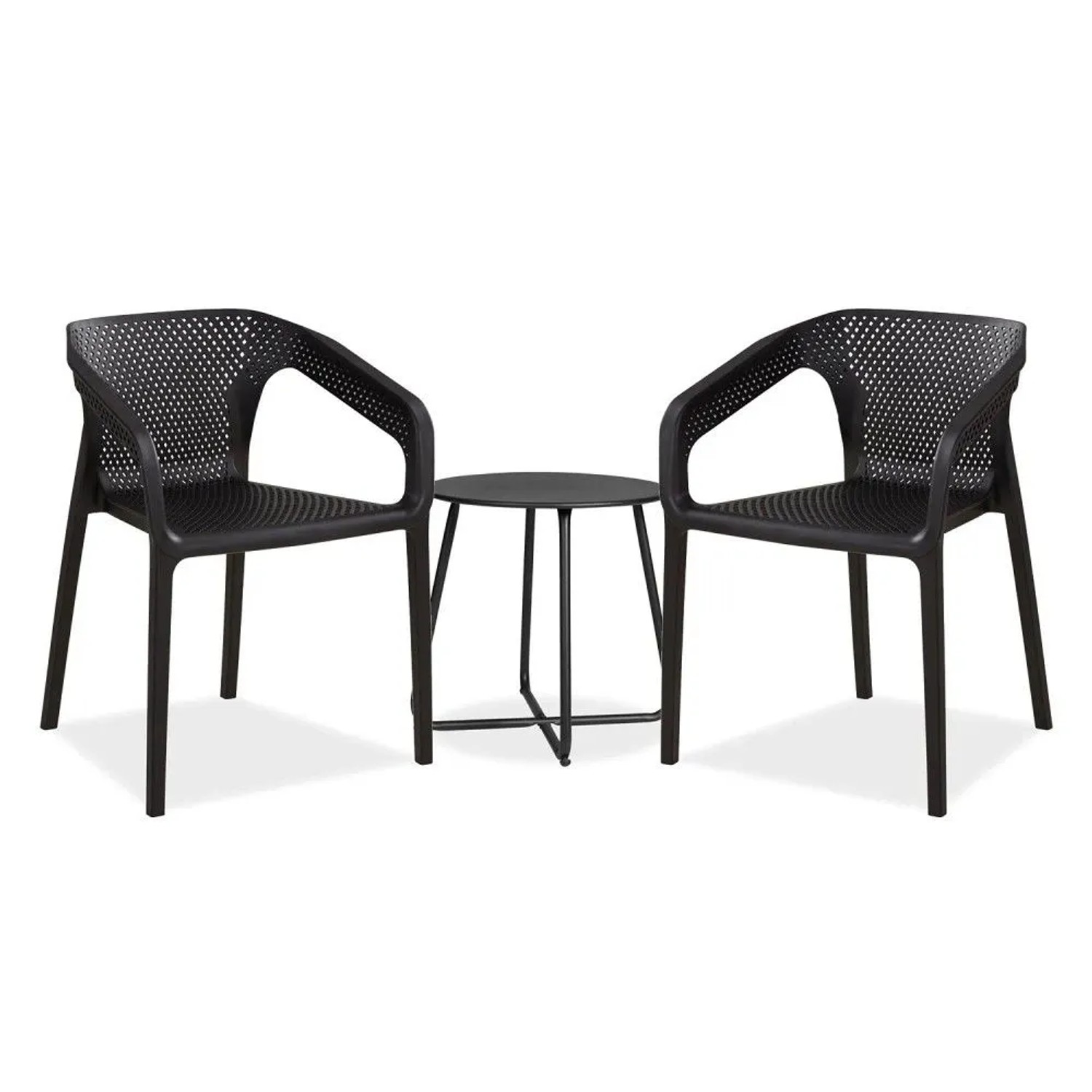 Homestyle4u Gartenmöbel Set 3-tlg in Schwarz 2712
