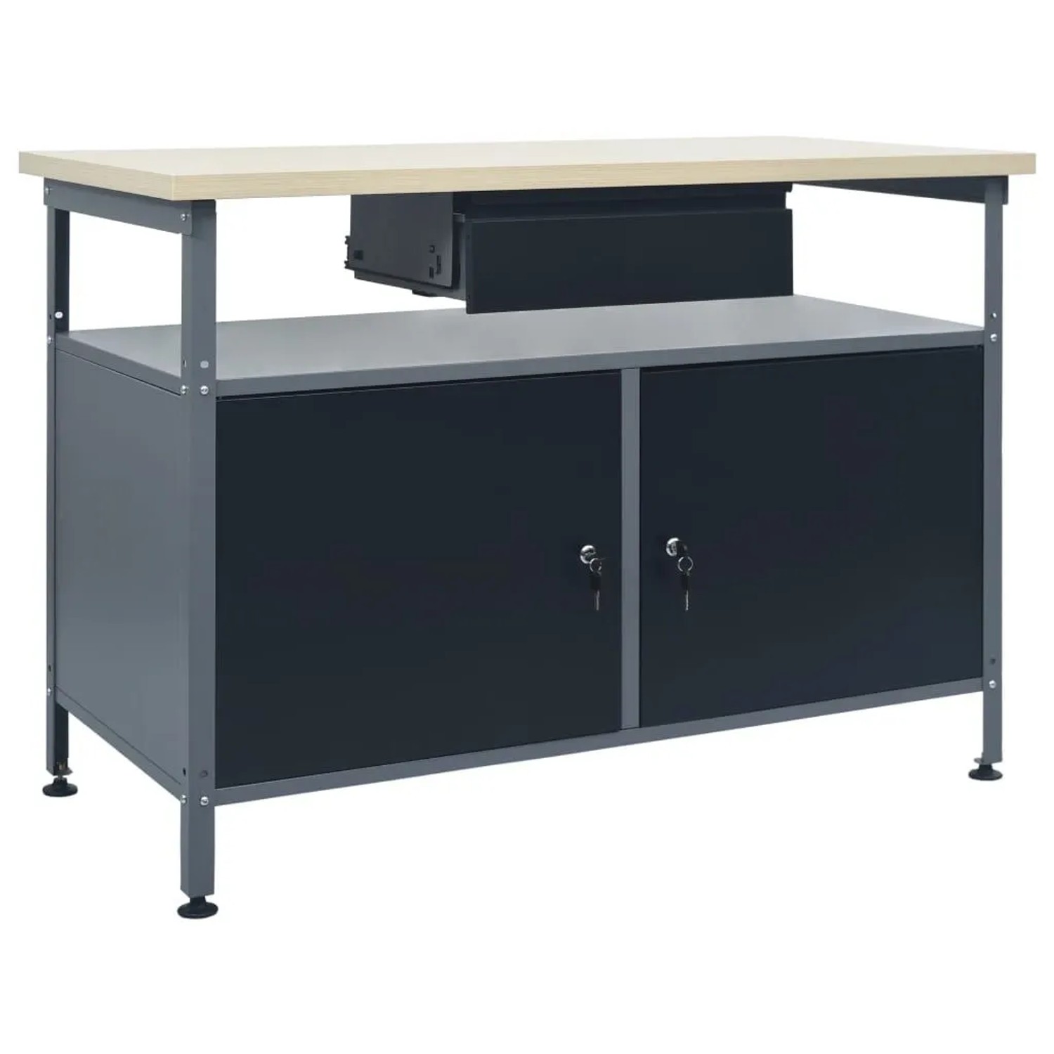 vidaXL Werkbank Schwarz 120x60x85 cm Stahl 145345