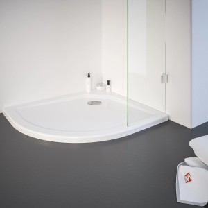 Schulte Duschwannen-Set Viertelkreis asymmetrisch rechts, 90x80 cm, Alpinweiß.