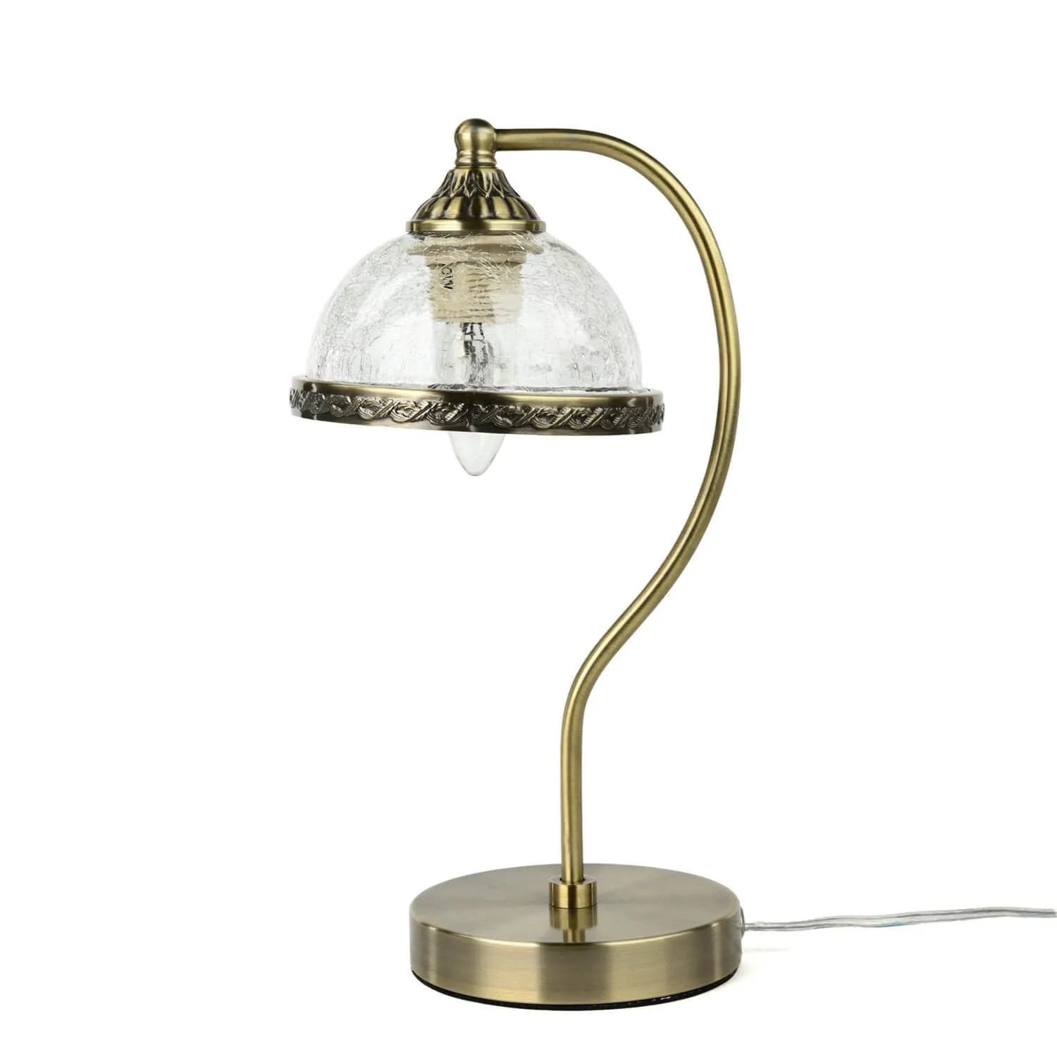 EASYLIGHT Tischlampee Glas Metall 35 cm Jugendstil E14 In Messing