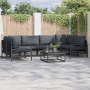 Anthrazitfarbenes vidaXL Garten-Sofa-Set, 6-teilig, aus Stahl. Gartenmöbel für Terrasse und Garten.