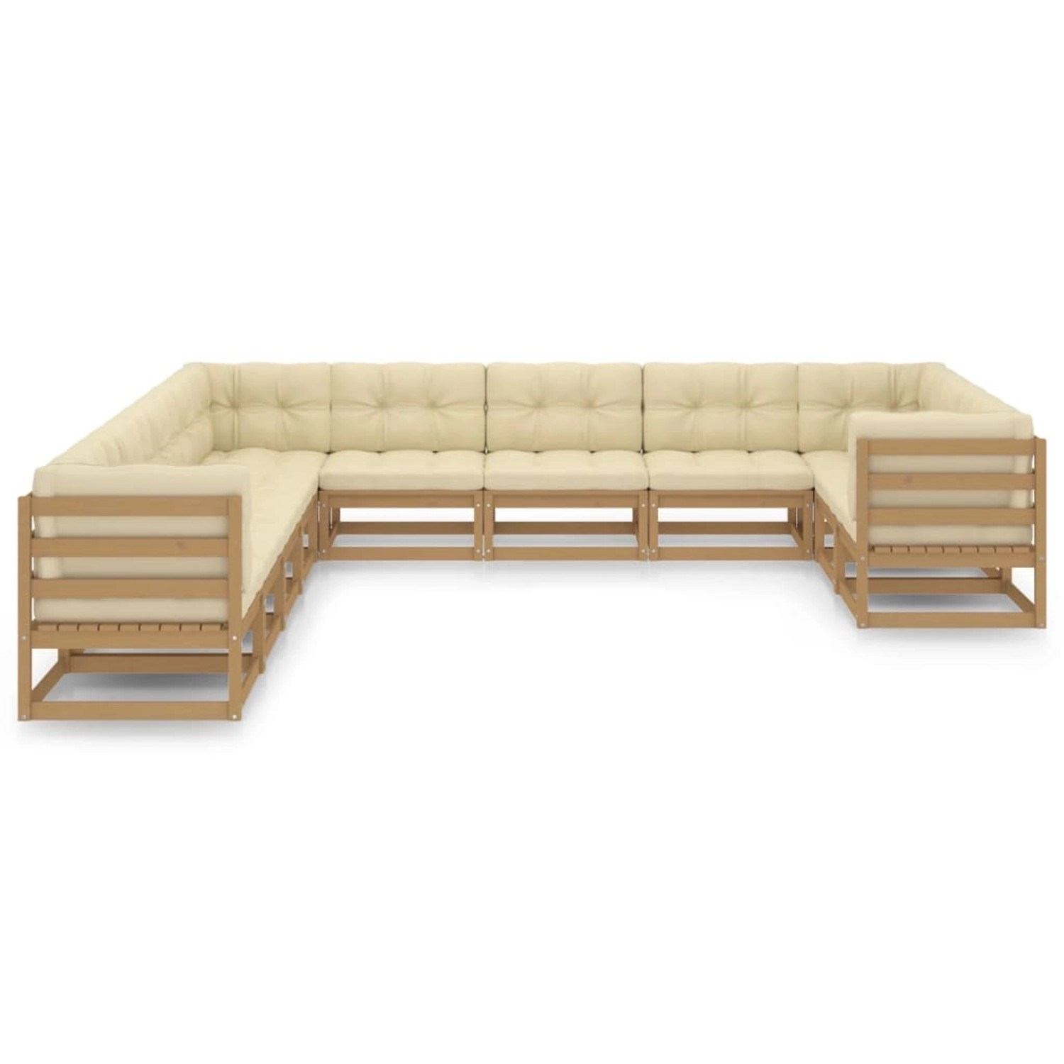 vidaXL 11-tlg Garten-Lounge-Set Kissen Honigbraun Kiefer Massivholz Modell günstig online kaufen