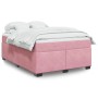 Rosa vidaXL Boxspringbett mit Matratze (140x190 cm) und weißer Bettwäsche.