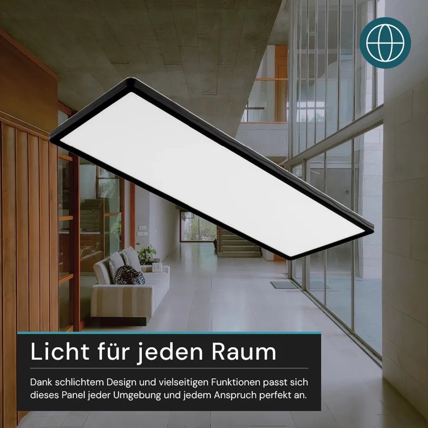 LUXULA LED Panel 58x20cm 24W 2200lm IP44 Wassergeschützt CCT Dimmbare Deckenleuchte Fernbedienung 3000K bis 6500K Warm- Kaltweiß Aufbauleuchte Schwarz_9