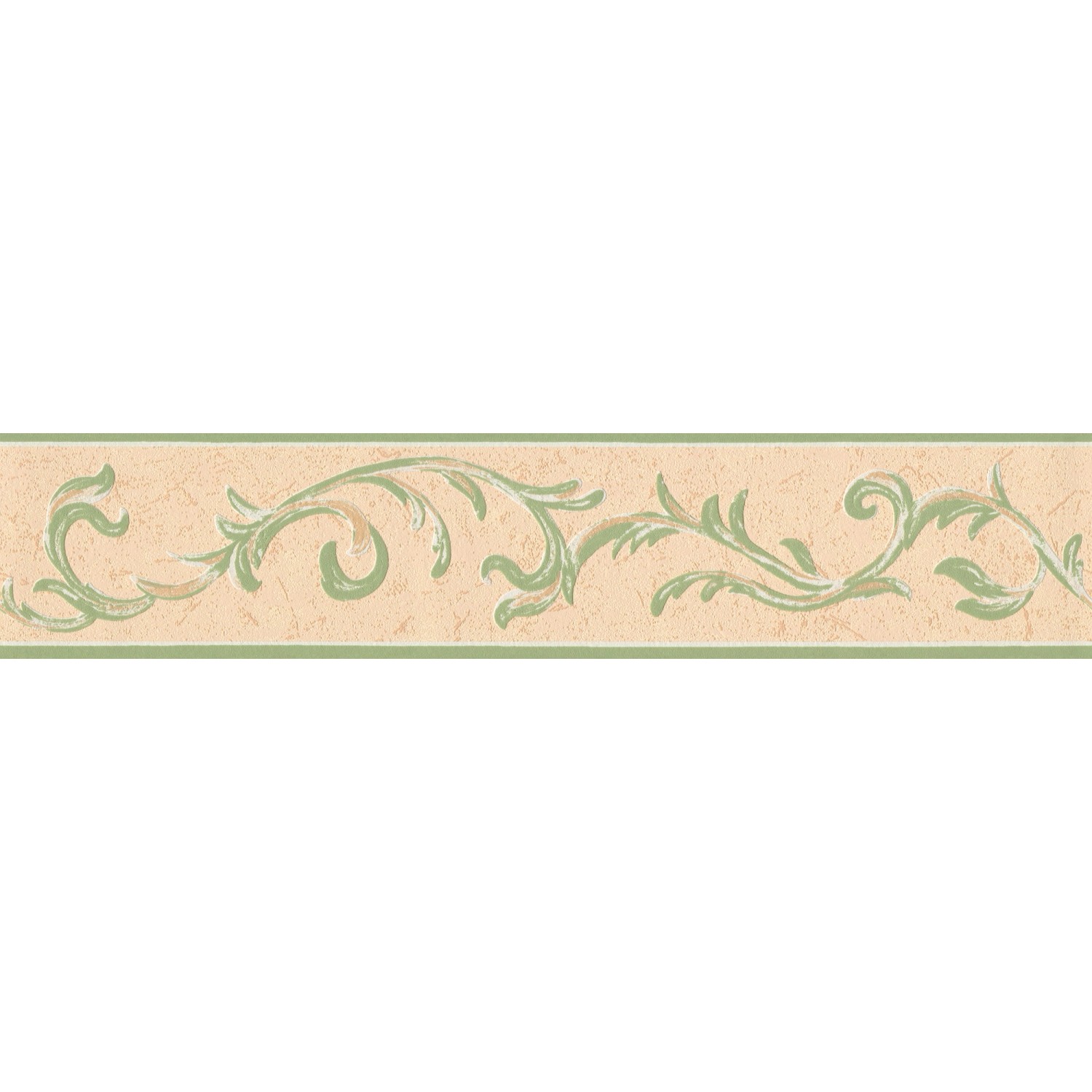 Bricoflor Mediterrane Tapeten Bordüre in Beige und Grün Küchen Bordüre mit Ornament Barock Tapetenbordüre aus Papier und